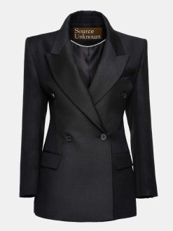 Source Unknown Vetements D'Exterieur | Blazer Cintre A Double Boutonnage Leonara, Noir