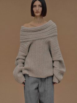 Source Unknown Accessoires | Becca Pull Surdimensionne En Tricot A Rouleau Haut, Noix De Coco