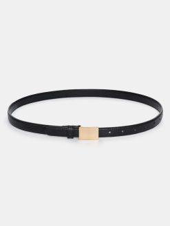 Source Unknown Accessoires | Ceinture Effet Croco A Boucle Plate, Dore