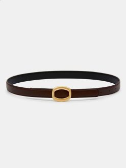 Source Unknown Vetements | Ceinture Ronde En Cuir Hexagonale, Marron/Dore