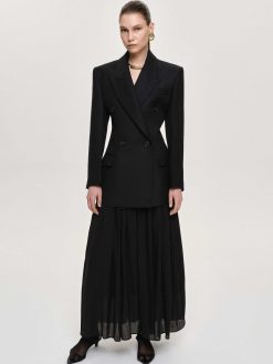 Source Unknown Vetements | Blazer Cintre A Double Boutonnage Leonara, Noir