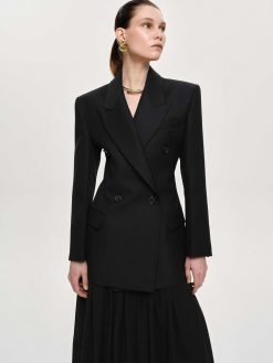 Source Unknown Vetements | Blazer Cintre A Double Boutonnage Leonara, Noir