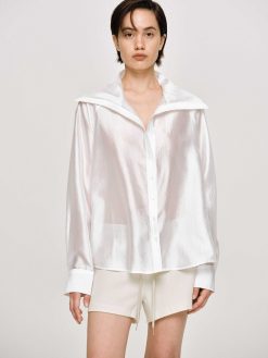 Source Unknown Vetements | Chemise Transparente A Col Marin, Blanche