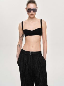 Source Unknown Vetements | Soutien-Gorge En Tricot Cotele, Noir