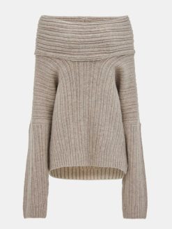 Source Unknown Accessoires | Becca Pull Surdimensionne En Tricot A Rouleau Haut, Noix De Coco