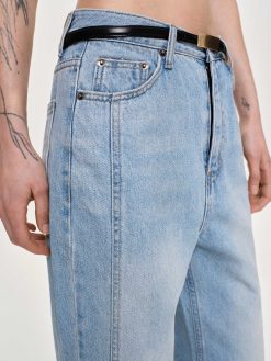 Source Unknown Vetements | Jean Droit A Panneaux Lateraux, Bleu Clair Delave