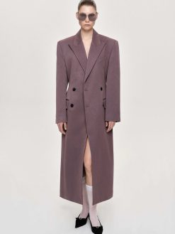 Source Unknown Vetements | Manteau Long Sablier Delphina, Gris Mauve