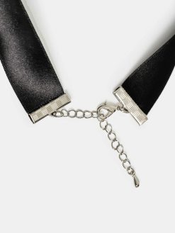 Source Unknown Accessoires | Collier Ras Du Cou Avec Noeud En Satin, Noir