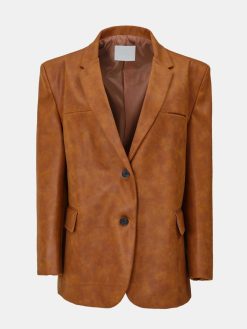 Source Unknown Accessoires | Blazer Lui En Simili Cuir, Marron Rouille