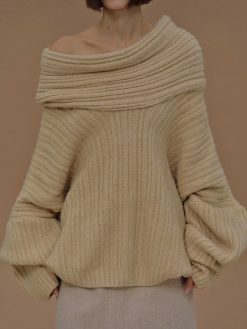 Source Unknown Accessoires | Becca Pull Surdimensionne En Tricot A Rouleau Haut, Beurre