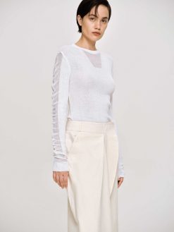 Source Unknown Vetements | Tricot A Manches Transparentes, Blanc