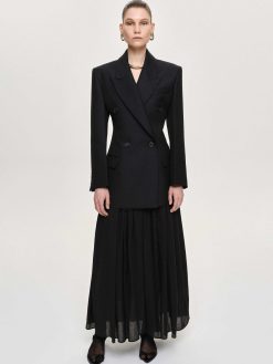 Source Unknown Vetements D'Exterieur | Blazer Cintre A Double Boutonnage Leonara, Noir