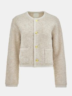 Source Unknown Tricots | Cardigan En Laine De Tonte Mogador, Melange Beige