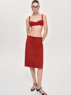 Source Unknown Vetements | Soutien-Gorge En Tricot Cotele, Rouge