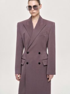 Source Unknown Vetements | Manteau Long Sablier Delphina, Gris Mauve