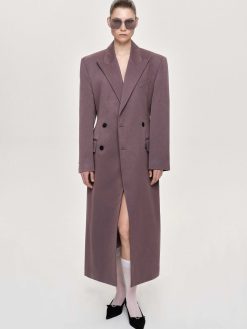 Source Unknown Vetements D'Exterieur | Manteau Long Sablier Delphina, Gris Mauve