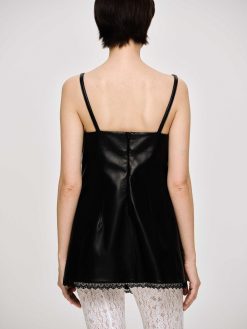 Source Unknown Vetements | Dessus En Cuir Bustier En Peau D'Agneau, Noir