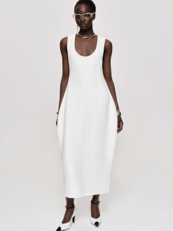 Source Unknown Robes | Robe Mi-Longue Adua Vase, Blanc