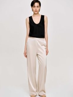 Source Unknown Accessoires | Pantalon En Crepe Satine, Champagne