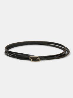 Source Unknown Accessoires | Ceinture En Cuir Double Fine, Noire