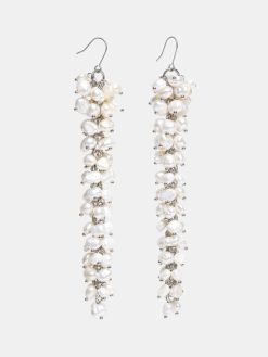 Source Unknown Vetements | Boucles D'Oreilles Pendantes En Perles, Blanc