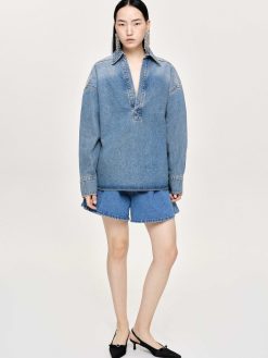 Source Unknown Vetements | Chemise En Jean Surdimensionnee, Delave Teinte