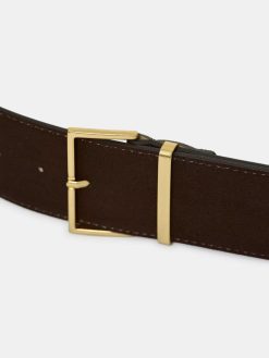 Source Unknown Accessoires | Ceinture En Daim A Boucle Carree, Expresso