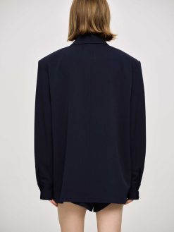 Source Unknown Vetements D'Exterieur | Chemise Fluide Surdimensionnee, Bleu Marine