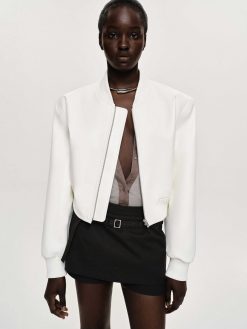 Source Unknown Vetements | Blouson Aviateur En Similicuir, Blanc