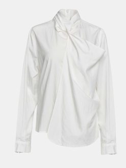 Source Unknown Hauts | Blouse Echarpe Torsadee Mesash, Blanc