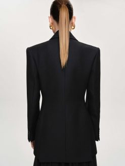 Source Unknown Vetements D'Exterieur | Blazer Cintre A Double Boutonnage Leonara, Noir