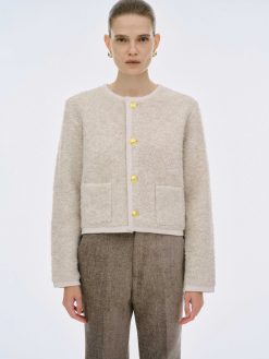 Source Unknown Vetements | Cardigan En Laine De Tonte Mogador, Melange Beige