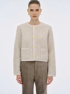 Source Unknown Tricots | Cardigan En Laine De Tonte Mogador, Melange Beige