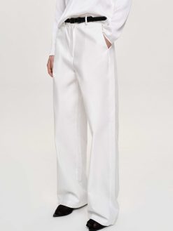 Source Unknown Vetements | Pantalon Large En Popeline, Blanc