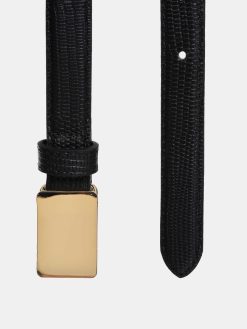 Source Unknown Vetements | Ceinture Effet Croco A Boucle Plate, Dore