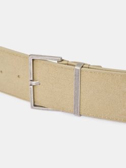 Source Unknown Accessoires | Ceinture En Daim A Boucle Carree, Nougat