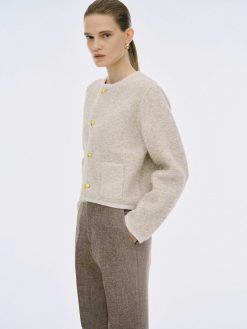 Source Unknown Tricots | Cardigan En Laine De Tonte Mogador, Melange Beige