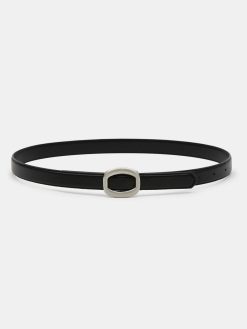 Source Unknown Vetements | Ceinture Ronde En Cuir Hexagonale, Noir/Argent