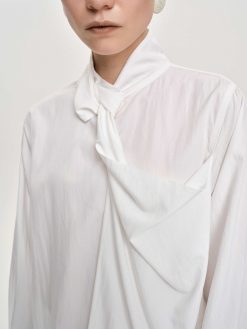 Source Unknown Hauts | Blouse Echarpe Torsadee Mesash, Blanc