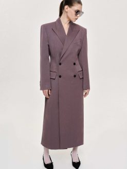 Source Unknown Vetements | Manteau Long Sablier Delphina, Gris Mauve