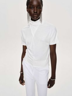 Source Unknown Vetements | T-Shirt A Col Croise Daye, Blanc