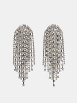 Source Unknown Accessoires | Boucles D'Oreilles Longues En Strass, Argent