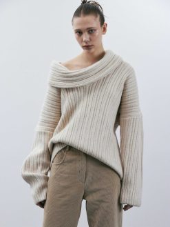 Source Unknown Accessoires | Becca Pull Surdimensionne En Tricot A Rouleau Haut, Bouleau