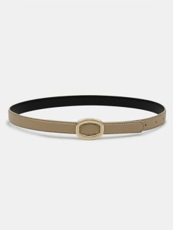 Source Unknown Accessoires | Ceinture Ronde En Cuir Hexagonale, Beige/Dore