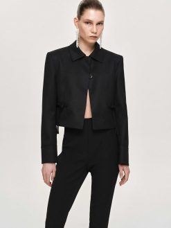 Source Unknown Accessoires | Blazer Court Avec Noeud Sisilia, Noir