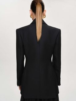 Source Unknown Vetements | Blazer Cintre A Double Boutonnage Leonara, Noir