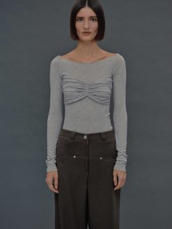 Source Unknown Vetements | T-Shirt Slim En Jersey Bustier, Gris Brume