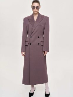 Source Unknown Vetements | Manteau Long Sablier Delphina, Gris Mauve