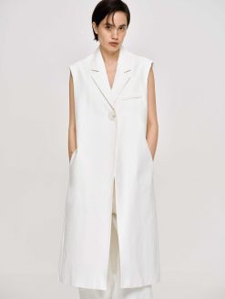 Source Unknown Vetements D'Exterieur | Blazer Long Sans Manches, Blanc