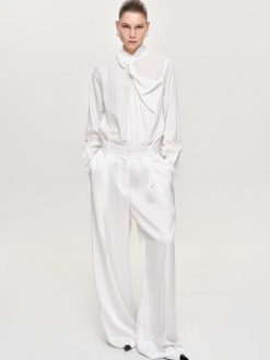 Source Unknown Vetements | Pantalon Taiamo Fluide Satin, Blanc